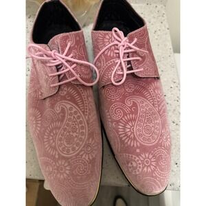 Amali Chadwick Mens Pink Paisley Velvet Dress Shoes Oxford Lace Up‎ Size 15 010